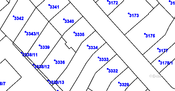 Parcela st. 3334 v KÚ Znojmo-město, Katastrální mapa