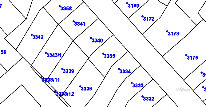 Parcela st. 3335 v KÚ Znojmo-město, Katastrální mapa