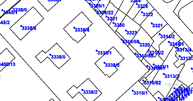 Parcela st. 3338/1 v KÚ Znojmo-město, Katastrální mapa
