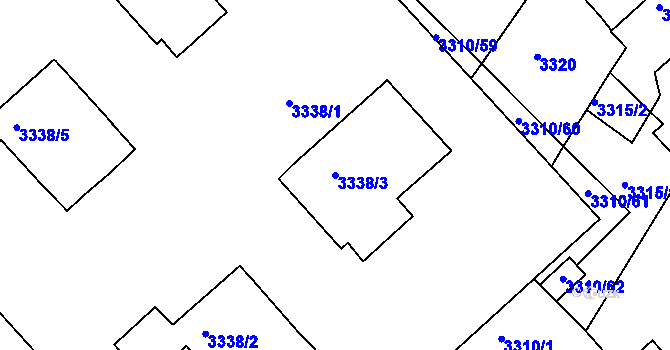 Parcela st. 3338/3 v KÚ Znojmo-město, Katastrální mapa