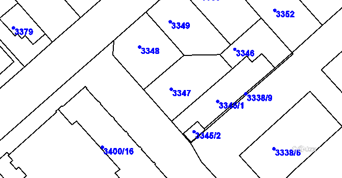 Parcela st. 3347 v KÚ Znojmo-město, Katastrální mapa