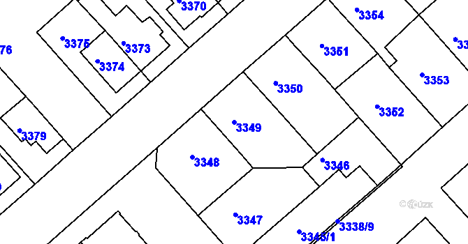 Parcela st. 3349 v KÚ Znojmo-město, Katastrální mapa