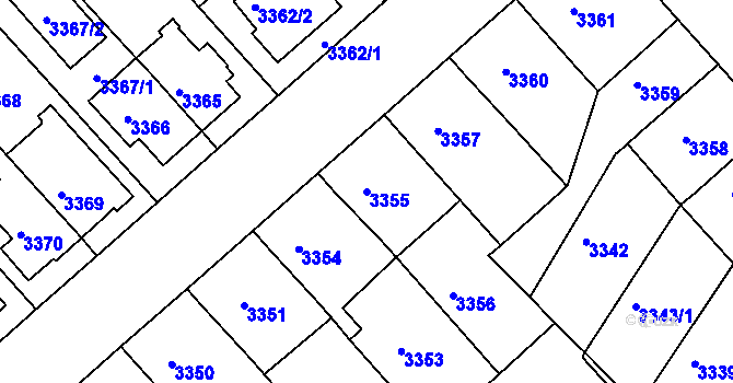 Parcela st. 3355 v KÚ Znojmo-město, Katastrální mapa