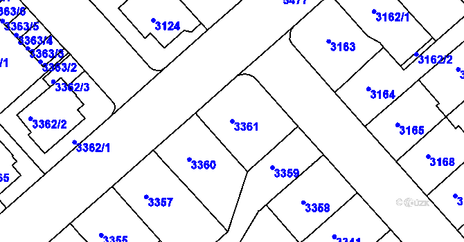 Parcela st. 3361 v KÚ Znojmo-město, Katastrální mapa