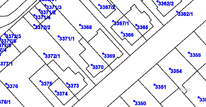 Parcela st. 3369 v KÚ Znojmo-město, Katastrální mapa