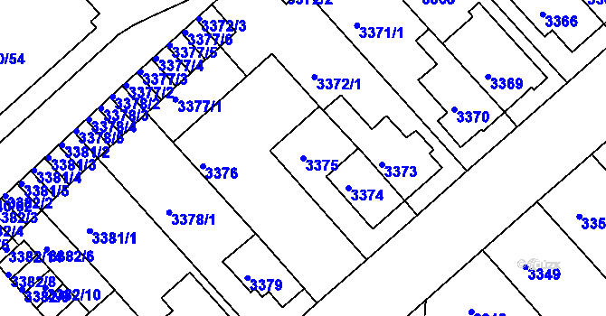 Parcela st. 3375 v KÚ Znojmo-město, Katastrální mapa