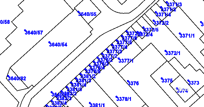 Parcela st. 3377/2 v KÚ Znojmo-město, Katastrální mapa