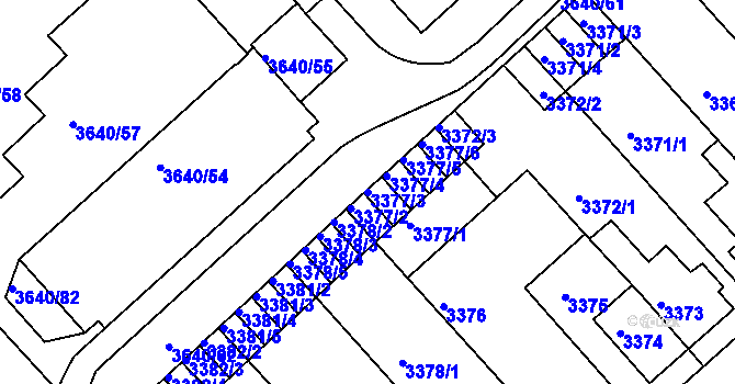 Parcela st. 3377/3 v KÚ Znojmo-město, Katastrální mapa