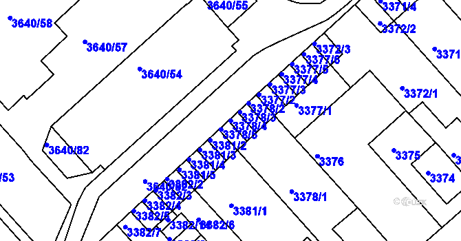 Parcela st. 3378/4 v KÚ Znojmo-město, Katastrální mapa