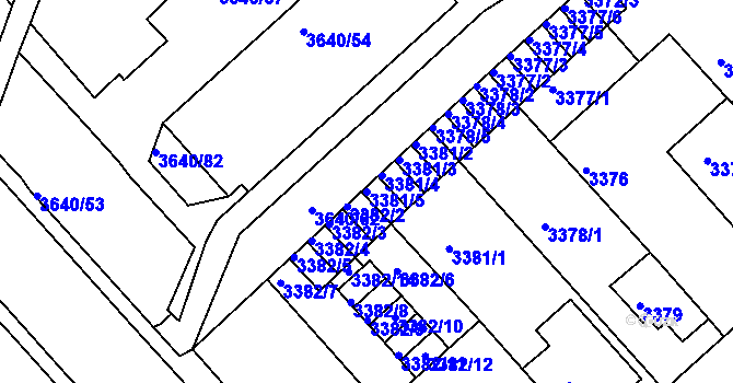 Parcela st. 3381/5 v KÚ Znojmo-město, Katastrální mapa