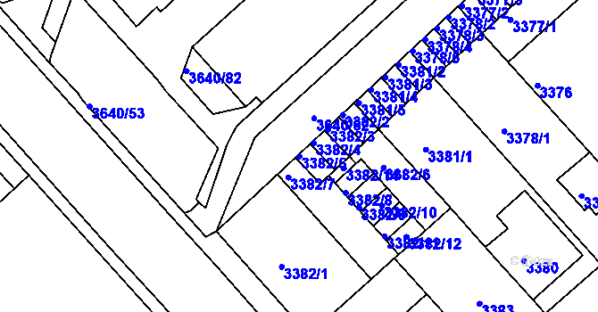 Parcela st. 3382/5 v KÚ Znojmo-město, Katastrální mapa