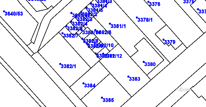 Parcela st. 3382/12 v KÚ Znojmo-město, Katastrální mapa
