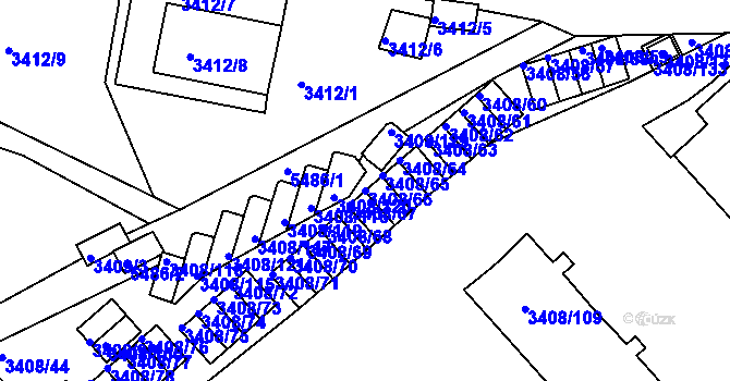 Parcela st. 3408/66 v KÚ Znojmo-město, Katastrální mapa