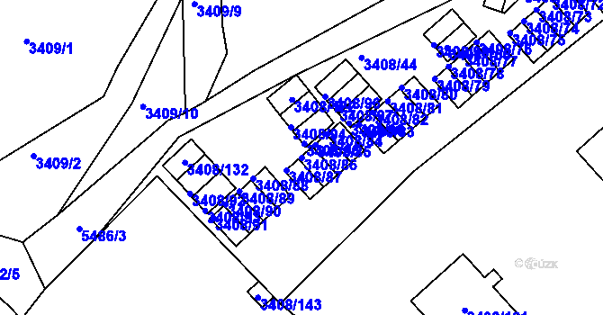Parcela st. 3408/86 v KÚ Znojmo-město, Katastrální mapa