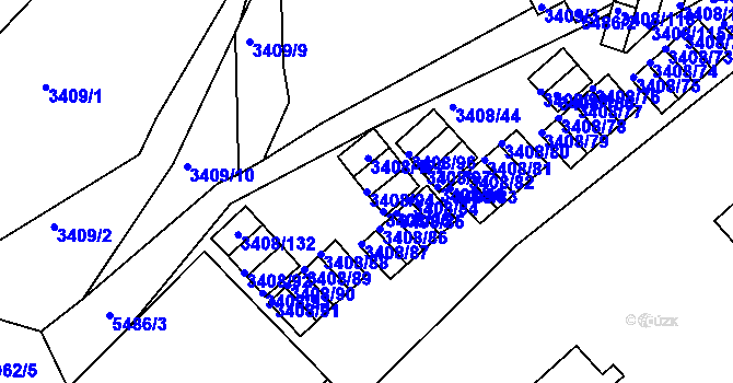 Parcela st. 3408/94 v KÚ Znojmo-město, Katastrální mapa