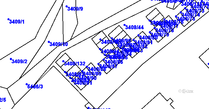 Parcela st. 3408/95 v KÚ Znojmo-město, Katastrální mapa