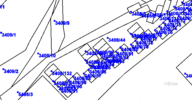 Parcela st. 3408/96 v KÚ Znojmo-město, Katastrální mapa