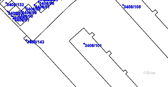 Parcela st. 3408/101 v KÚ Znojmo-město, Katastrální mapa