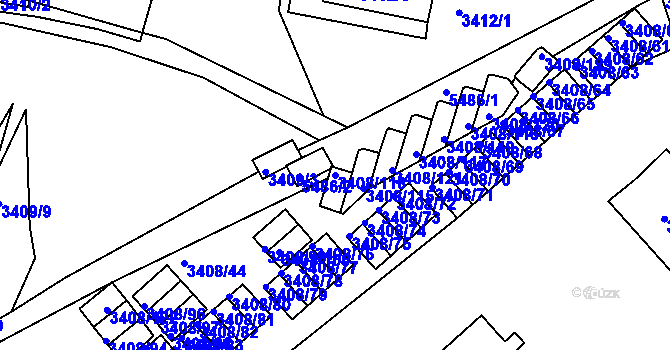 Parcela st. 3408/118 v KÚ Znojmo-město, Katastrální mapa