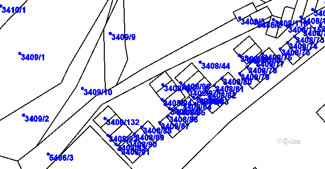 Parcela st. 3408/122 v KÚ Znojmo-město, Katastrální mapa
