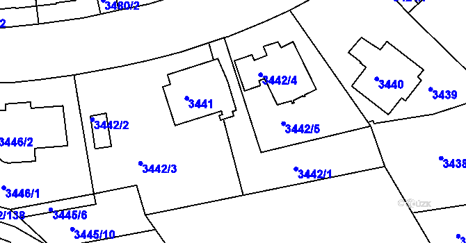 Parcela st. 3442/1 v KÚ Znojmo-město, Katastrální mapa