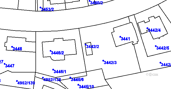 Parcela st. 3442/2 v KÚ Znojmo-město, Katastrální mapa