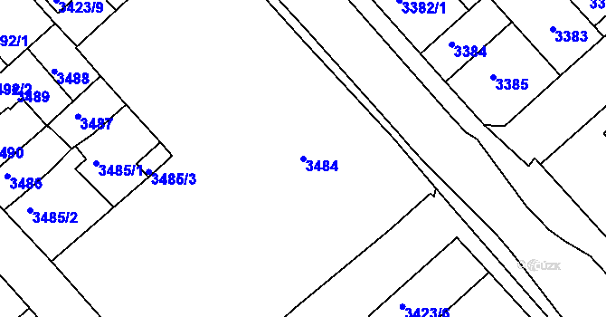Parcela st. 3484 v KÚ Znojmo-město, Katastrální mapa