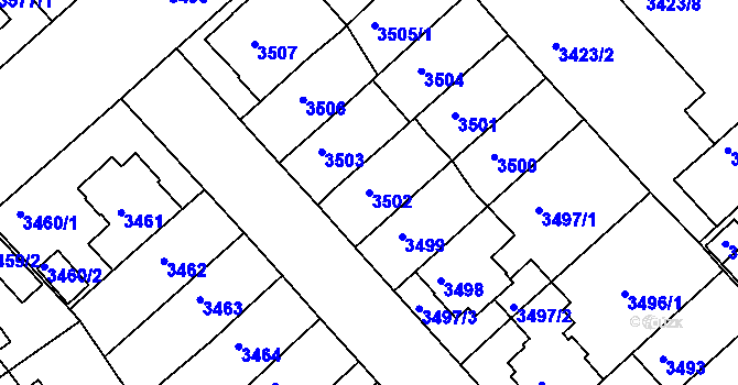 Parcela st. 3502 v KÚ Znojmo-město, Katastrální mapa