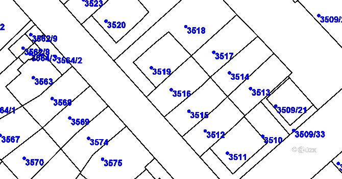 Parcela st. 3516 v KÚ Znojmo-město, Katastrální mapa