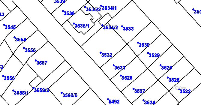Parcela st. 3532 v KÚ Znojmo-město, Katastrální mapa