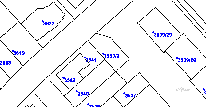 Parcela st. 3538/2 v KÚ Znojmo-město, Katastrální mapa