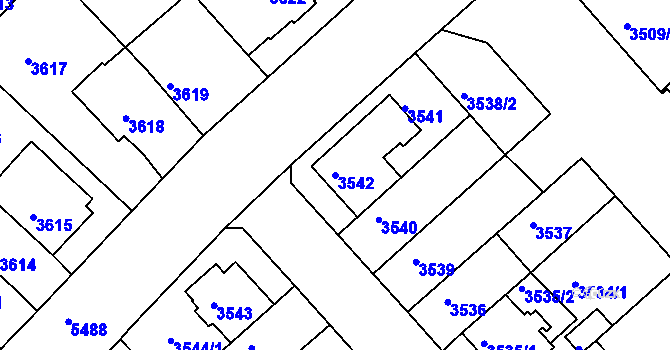 Parcela st. 3542 v KÚ Znojmo-město, Katastrální mapa
