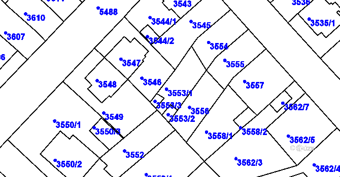 Parcela st. 3553 v KÚ Znojmo-město, Katastrální mapa