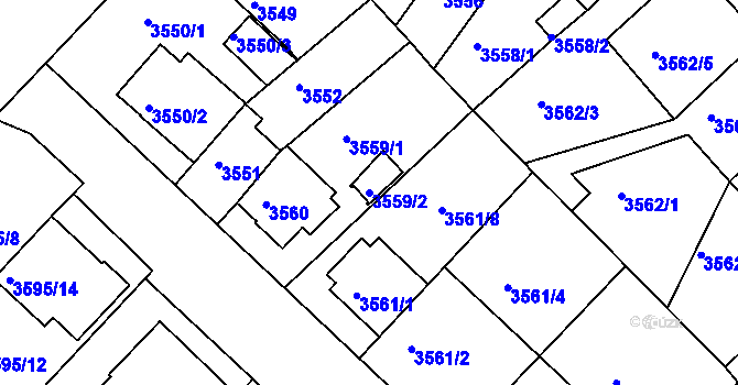 Parcela st. 3559/2 v KÚ Znojmo-město, Katastrální mapa