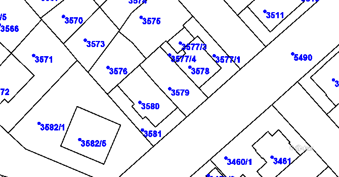 Parcela st. 3579 v KÚ Znojmo-město, Katastrální mapa