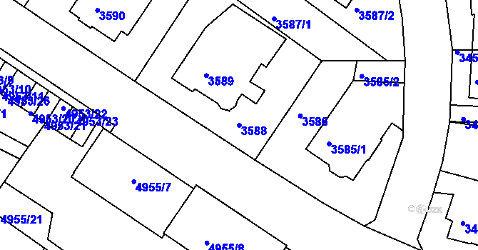 Parcela st. 3588 v KÚ Znojmo-město, Katastrální mapa