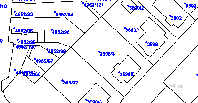 Parcela st. 3598/3 v KÚ Znojmo-město, Katastrální mapa