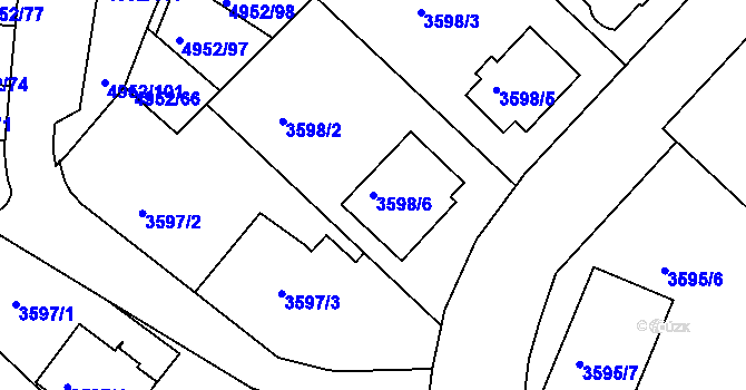 Parcela st. 3598/6 v KÚ Znojmo-město, Katastrální mapa