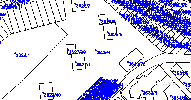 Parcela st. 3625/4 v KÚ Znojmo-město, Katastrální mapa