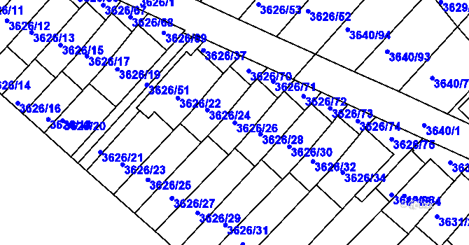 Parcela st. 3626/26 v KÚ Znojmo-město, Katastrální mapa