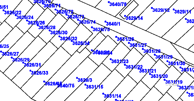 Parcela st. 3628/4 v KÚ Znojmo-město, Katastrální mapa