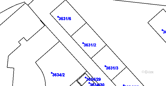 Parcela st. 3631/2 v KÚ Znojmo-město, Katastrální mapa