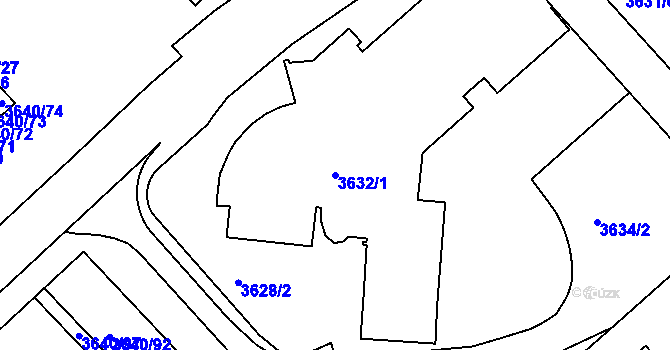 Parcela st. 3632/1 v KÚ Znojmo-město, Katastrální mapa
