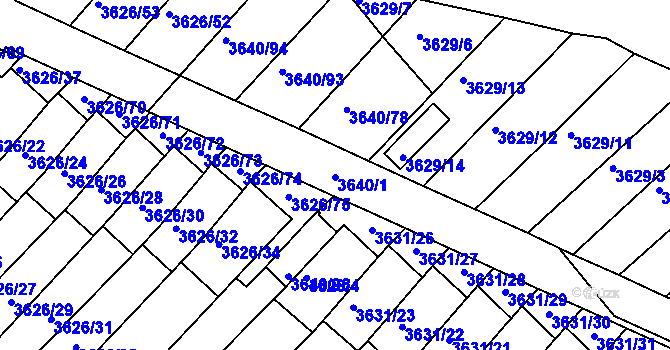 Parcela st. 3640/1 v KÚ Znojmo-město, Katastrální mapa