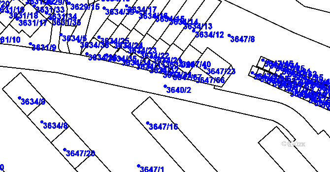 Parcela st. 3640/2 v KÚ Znojmo-město, Katastrální mapa