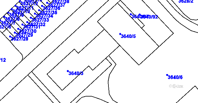 Parcela st. 3640/4 v KÚ Znojmo-město, Katastrální mapa