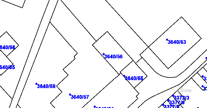 Parcela st. 3640/56 v KÚ Znojmo-město, Katastrální mapa