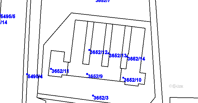 Parcela st. 3652/5 v KÚ Znojmo-město, Katastrální mapa