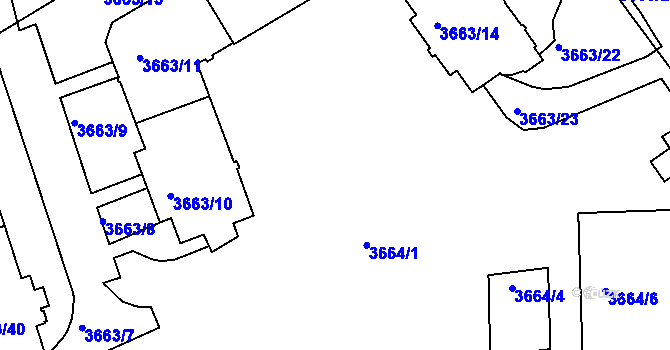 Parcela st. 3663/2 v KÚ Znojmo-město, Katastrální mapa