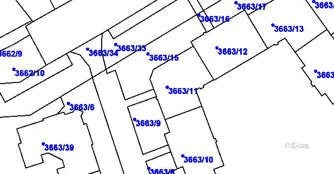 Parcela st. 3663/11 v KÚ Znojmo-město, Katastrální mapa